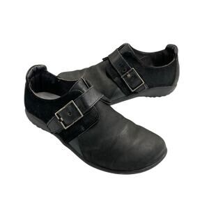 Naot Tane Black Leather Suede Hook & Loop Lightweight Everyday Comfort Shoes